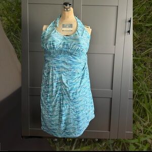 ZeroXposur Blue Swim Dress with built in bra and halter top.